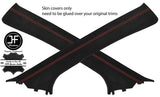 RED STITCH 2X A POST PILLAR REAL SUEDE COVERS FITS HONDA CRV 2006-2012