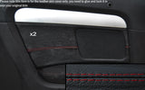 RED STITCH 2X REAR DOOR CARD SKIN COVER FITS AUDI A4 CABRIO CONVERTIBLE 05-09