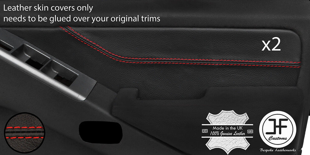 RED STITCH 2X FRONT DOOR CARD TRIM LEATHER COVERS FITS PATHFINDER 2005-2012