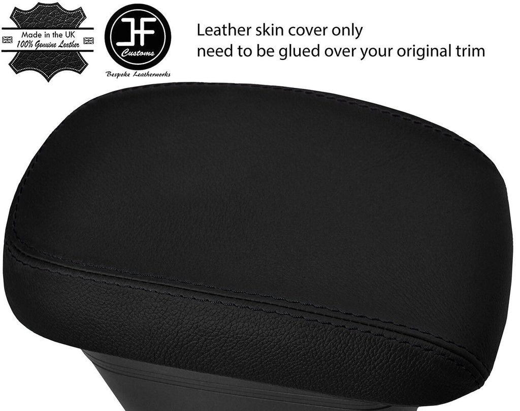 BLACK STITCHING ARMREST LID REAL LEATHER COVER FITS KIA SOUL 2009-2013