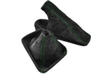 GREEN  STITCH DARK GREY SUEDE MANUAL GAITERS FITS BMW 3 SERIES E36 E46 92-05