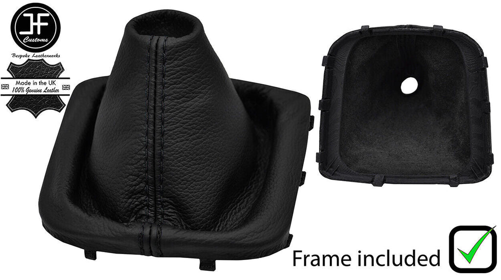 BLACK STITCH LEATHER MANUAL GEAR GAITER+PLASTIC FRAME FITS HYUNDAI I40 11-18