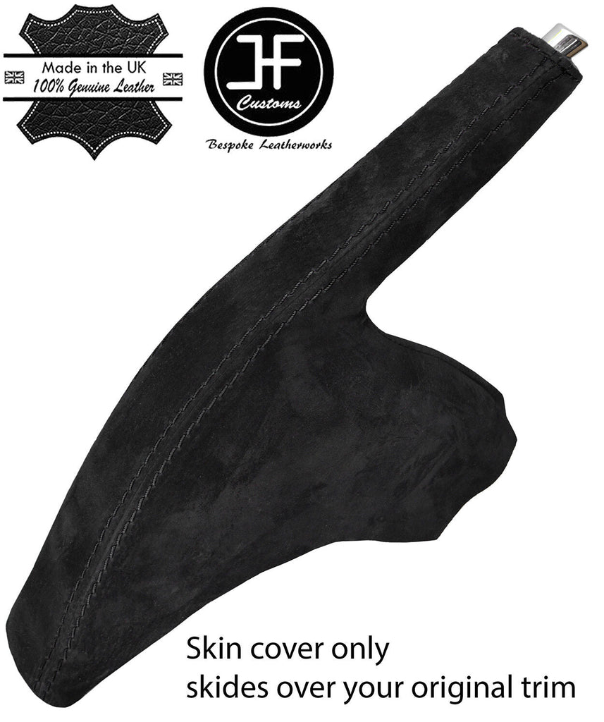 BLACK STITCH REAL SUEDE SLIM HANDBRAKE GAITER COVER FOR FORD FIESTA MK7 08-13