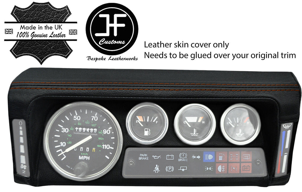BROWN STITCH SPEEDO SURROUND TOP GRAIN LEATHER COVER FITS DEFENDER 90 110 83-06