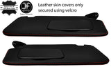 RED STITCH 2X SUN VISORS LEATHER COVERS FOR TOYOTA GT86 SUBARU BRZ 12-19