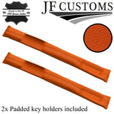 ORANGE ITALIAN LEATHER 2X CAR KEY HOLDER PROTECTOR FITS FIAT 124 SPIDER 16-20