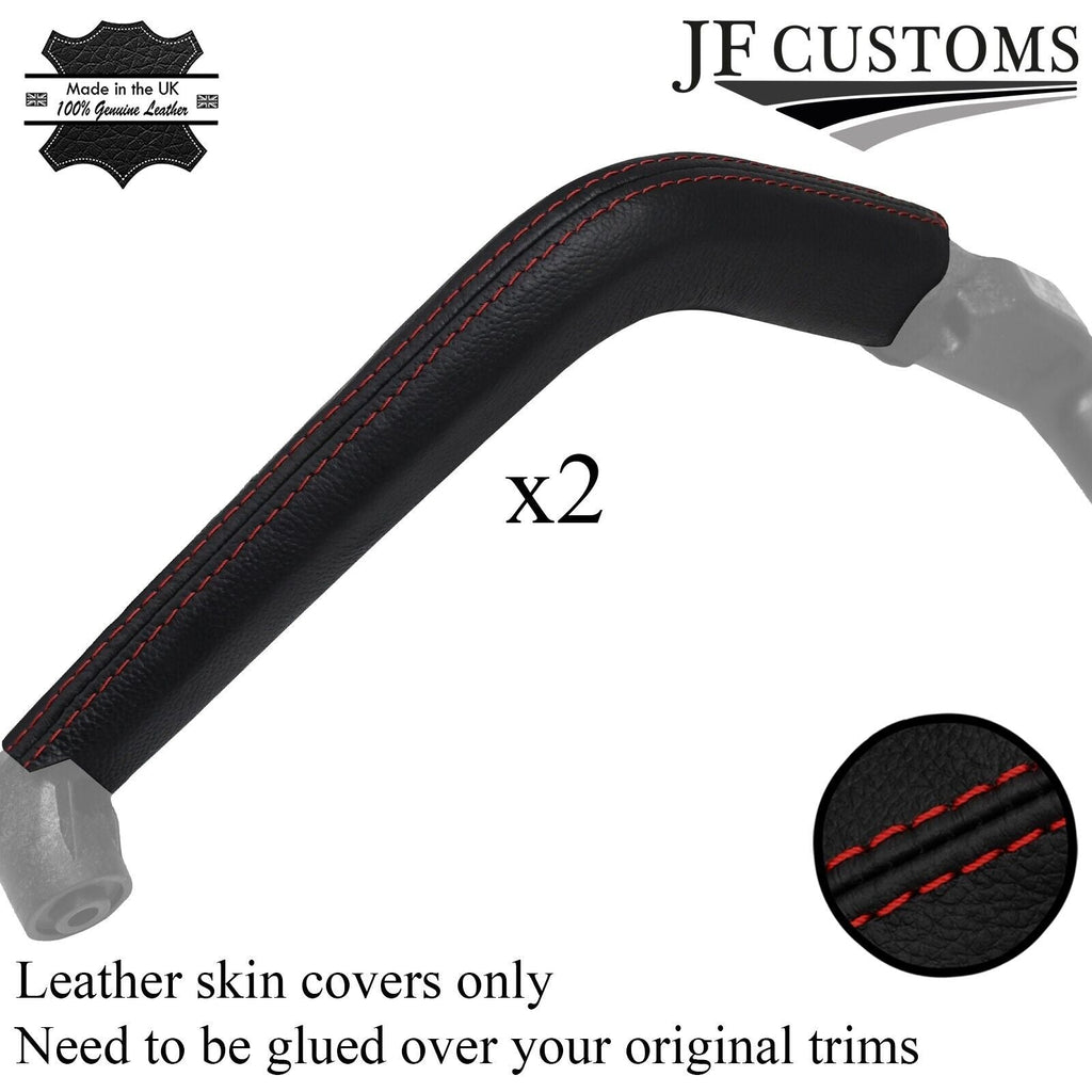 FITS PORSCHE CAYENNE 11-18 DARK RED STITCH 2X CONSOLE GRAB HANDLE LEATHER COVERS