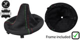 BLACK STITCH ITALIAN FLAG STITCH LEATHER GEAR+PLASTIC FRAME FOR FIAT 500 07-16