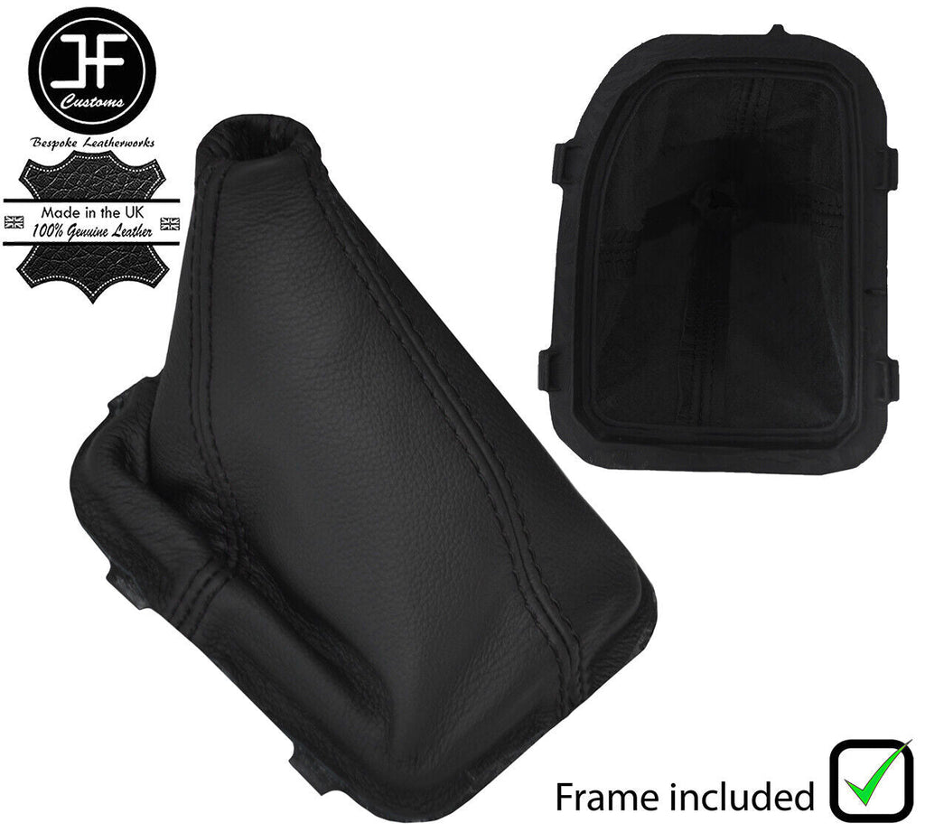 BLACK STITCH LEATHER GEAR GAITER+PLASTIC FRAME FITS TOYOTA AVENSIS 1997-2002