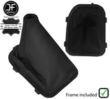 BLACK STITCH LEATHER GEAR GAITER+PLASTIC FRAME FITS TOYOTA AVENSIS 1997-2002