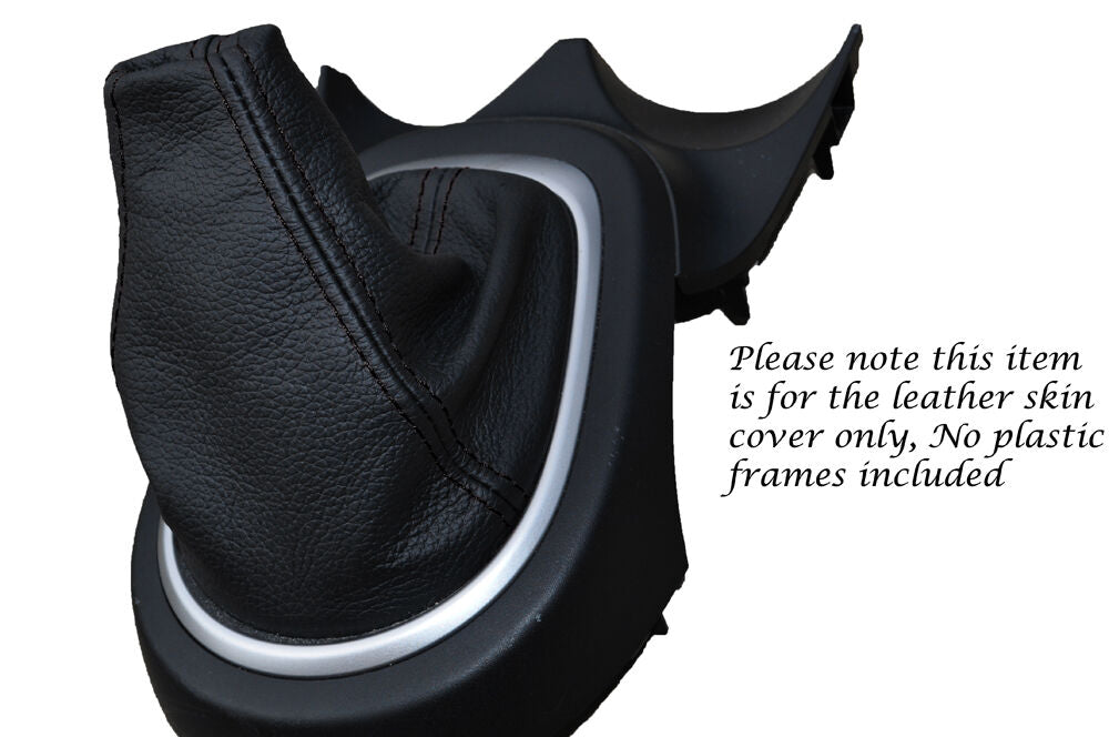 BLACK STITCHING LEATHER GEAR GAITER FITS HONDA CR-Z CRZ 2010-2014 CUSTOM NEW