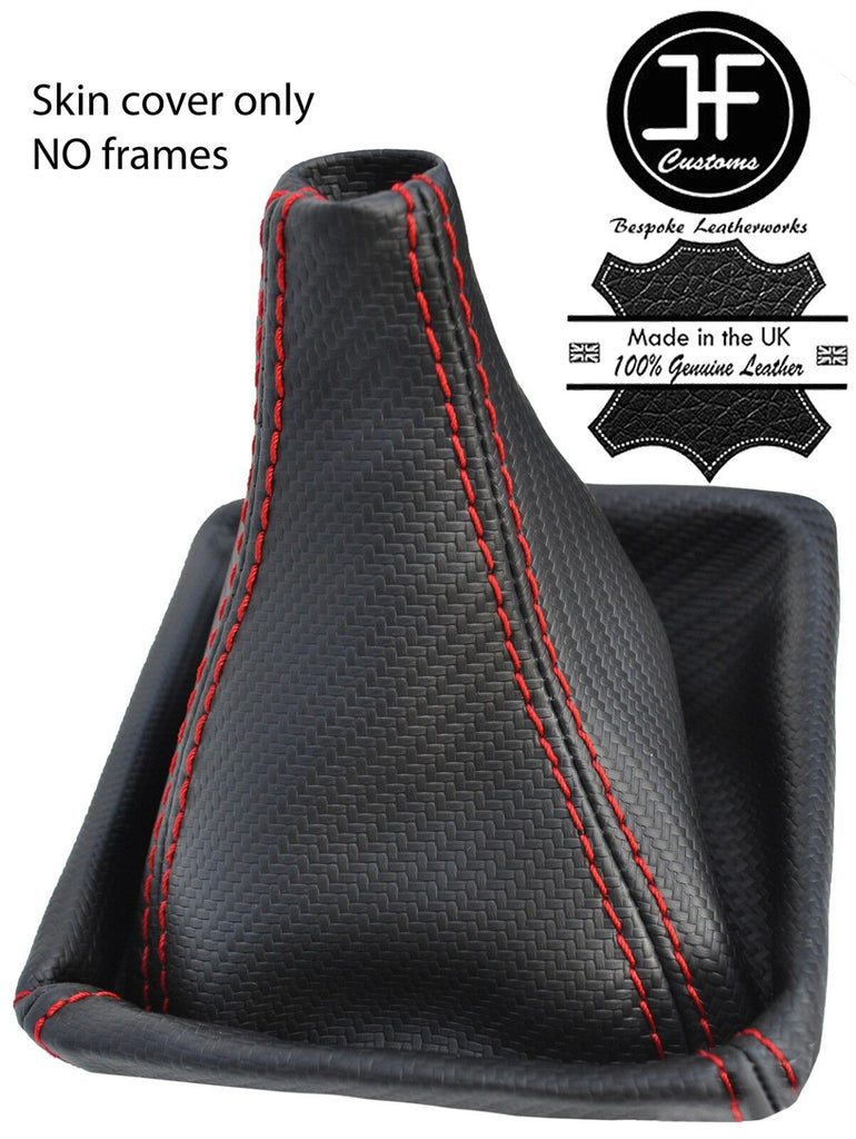 RED STITCH CARBON FIBER VINYL GEAR GAITER FOR SUBARU IMPREZA WRX STI 2008-14