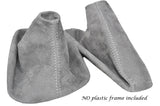 WHITE STITCHING LIGHT GREY SUEDE GAITER SET FITS BMW 3 SERIES E36 E46 92-05