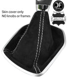 WHITE STITCHING REAL SUEDE MANUAL GEAR GAITER FOR FORD FIESTA MK9 2013-2017