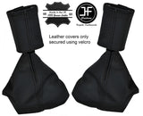BLACK STITCH 2X FRONT SEAT BELT & SLEEVE LEATHER COVERS FITS BMW E39 96-03