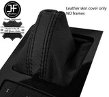 BLACK & BLACK STRIPE REAL LEATHER AUTOMATIC GEAR GAITER FOR PEUGEOT 508 11-17
