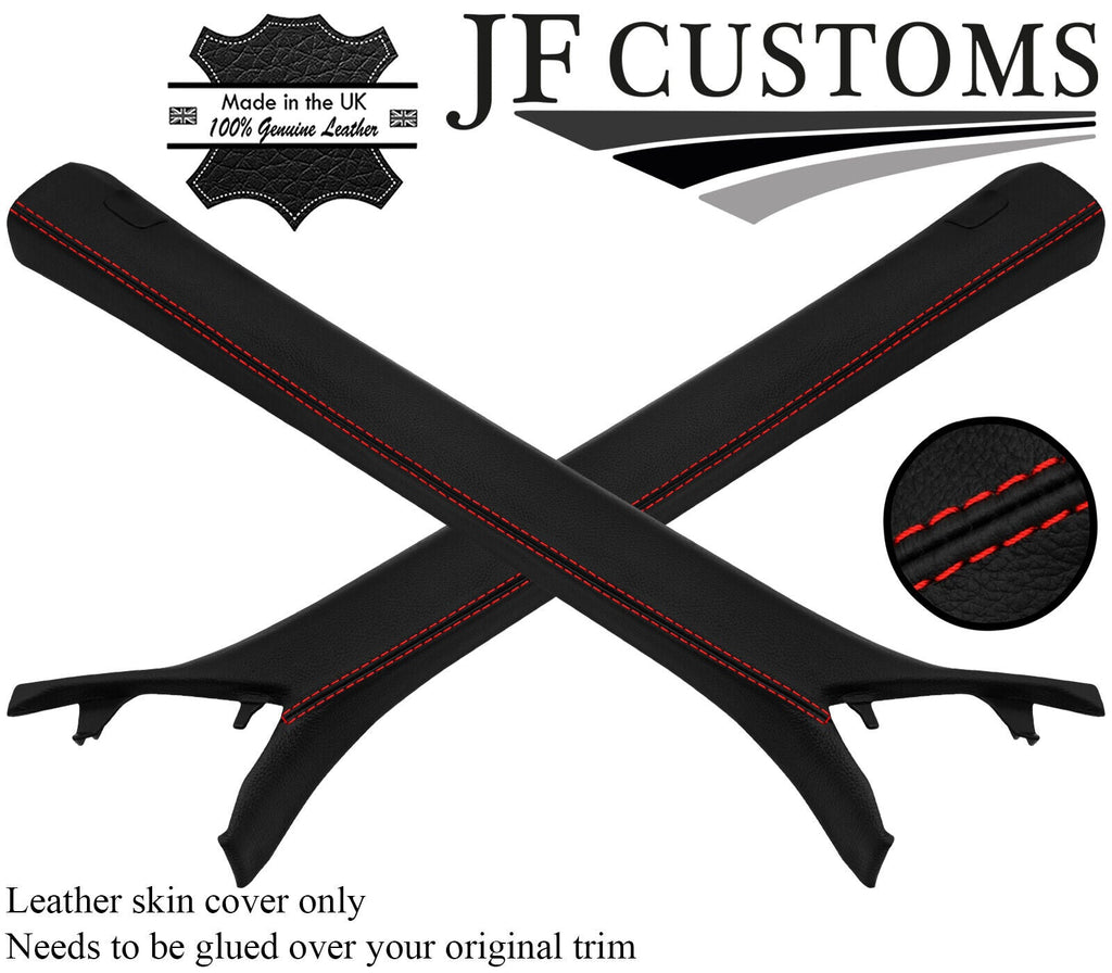 RED STITCH ITALIAN LEATHER 2X A PILLAR COVERS FITS HONDA ACCORD 17-21 CUSTOM NEW