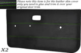 GREEN STITCH 2X DOOR CARDS LEATHER COVERS FITS VW GOLF MK1 JETTA CADDY 5 DOOR