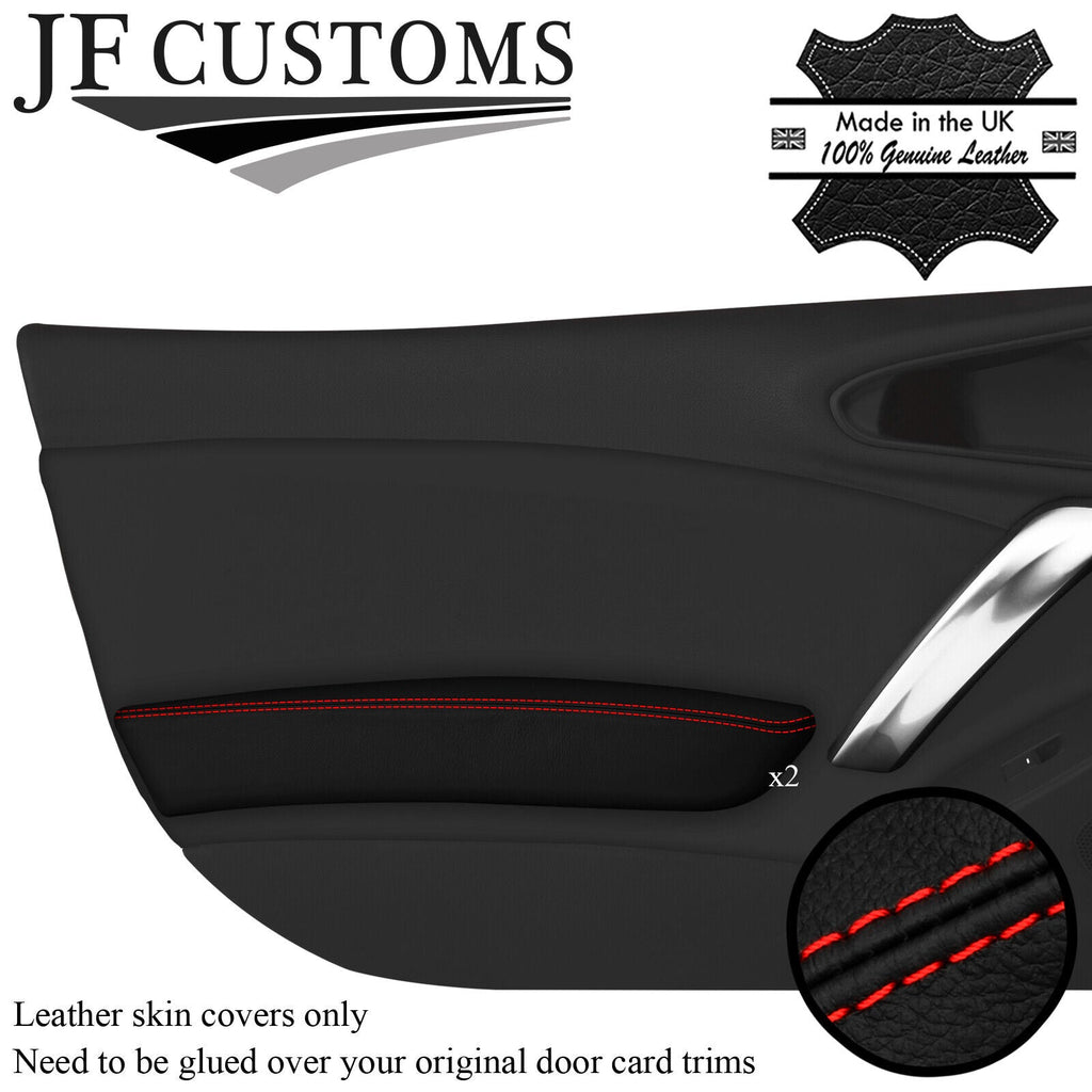 RED STITCHING LEATHER 2X FRONT DOOR ARMREST COVERS FITS FIAT 124 SPIDER 16-20