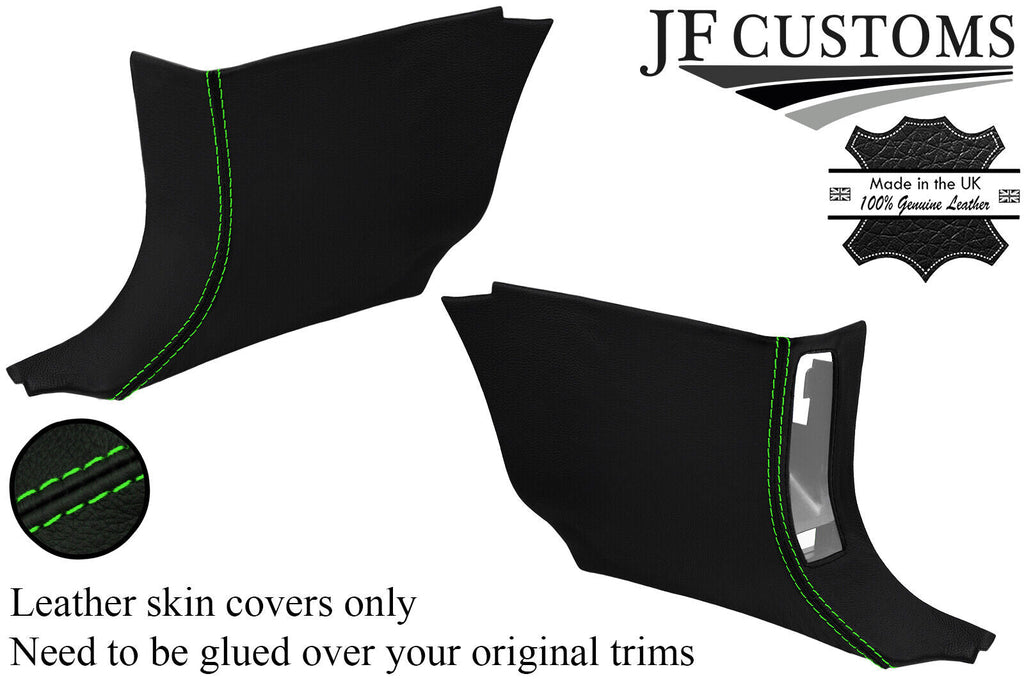 GREEN STITCH LEATHER 2X FRONT FOOTWELL KICK PANEL COVERS FOR ROVER 75 1999-2005