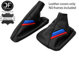 BLACK LEATHER TRI STRIPES GEAR HANDBRAKE GAITER FOR BMW 1 SERIES E81 E82 E87 E88