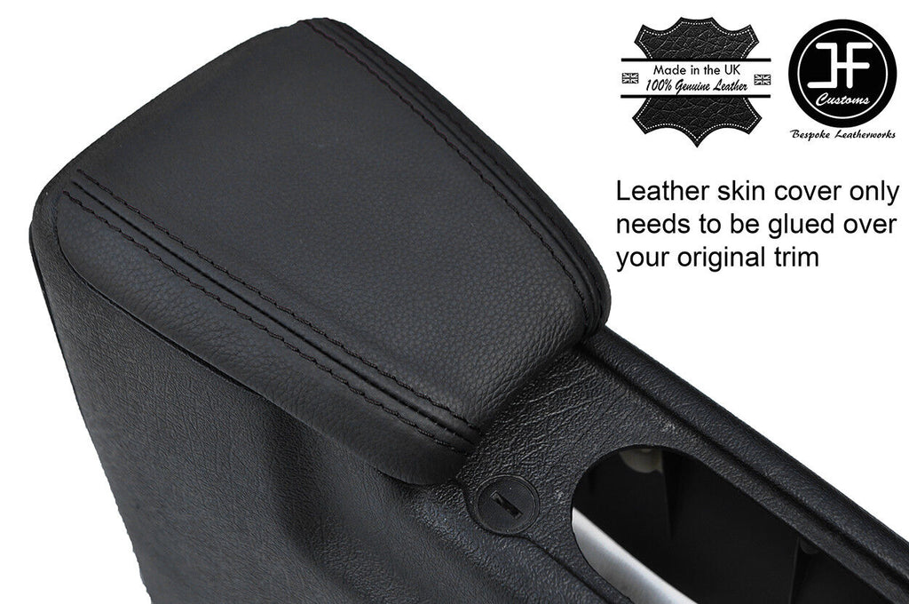 BLACK STITCHING REAL LEATHER ARMREST COVER FITS VW GOLF MK3 VENTO JETTA 1991-98