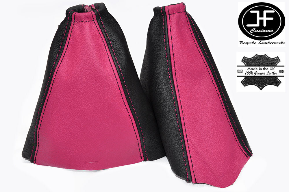 PINK & BLACK FITS FORD FOCUS MK1 1998-2004 GEAR HANDBRAKE GAITER REAL LEATHER
