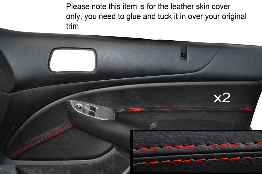 RED STITCH 2X DOOR CARD TRIM SKIN COVERS FITS HONDA CIVIC COUPE EM2 CUSTOM NEW