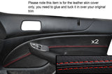 RED STITCH 2X DOOR CARD TRIM SKIN COVERS FITS HONDA CIVIC COUPE EM2 CUSTOM NEW