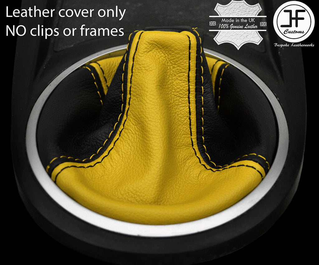 YELLOW & BLACK REAL LEATHER MANUAL GEAR GAITER FITS HYUNDAI COUPE 2002-2008