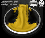 YELLOW & BLACK REAL LEATHER MANUAL GEAR GAITER FITS HYUNDAI COUPE 2002-2008