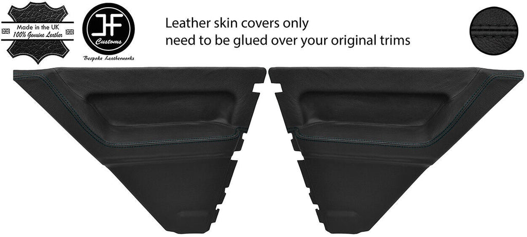 BLACK STITCH 2X REAR DOOR CARD LEATHER COVERS FOR RENAULT 5 CAMPUS 3 DOOR