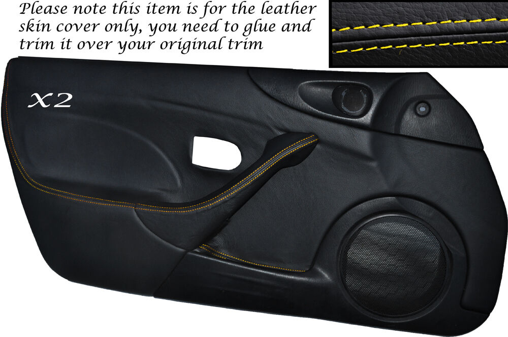 YELLOW STITCH 2XFULL DOOR CARD SKIN COVER FITS MAZDA MX5 MK2 MK2.5 00-05 STYLE 2