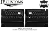WHITE STITCH LUXE-LEATHER 2X FRONT DOOR CARD COVERS FOR DEFENDER 90 110 STYLE 3