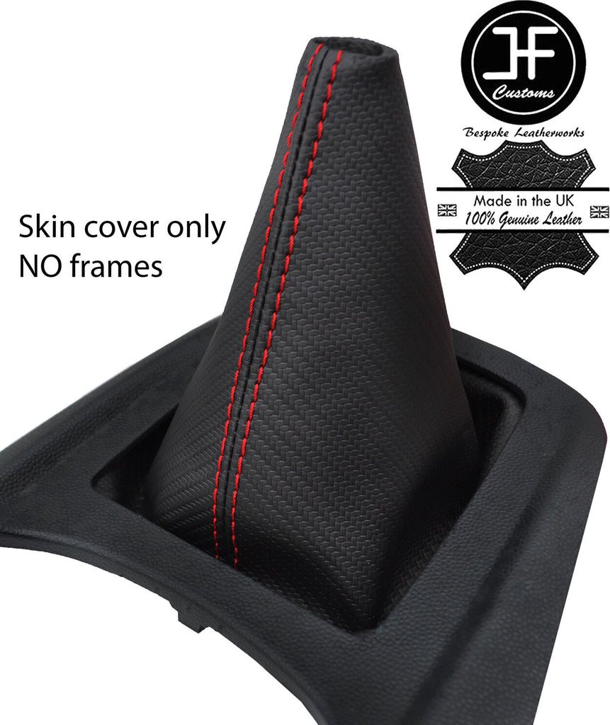 RED STITCH CARBON FIBER VINYL MANUAL  GEAR GAITER FITS FORD FIESTA MK7 08-13