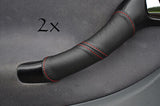 FITS SEAT LEON TOLEDO 99-05  2X FRONT DOOR HANDLE LEATHER COVERS red stitching