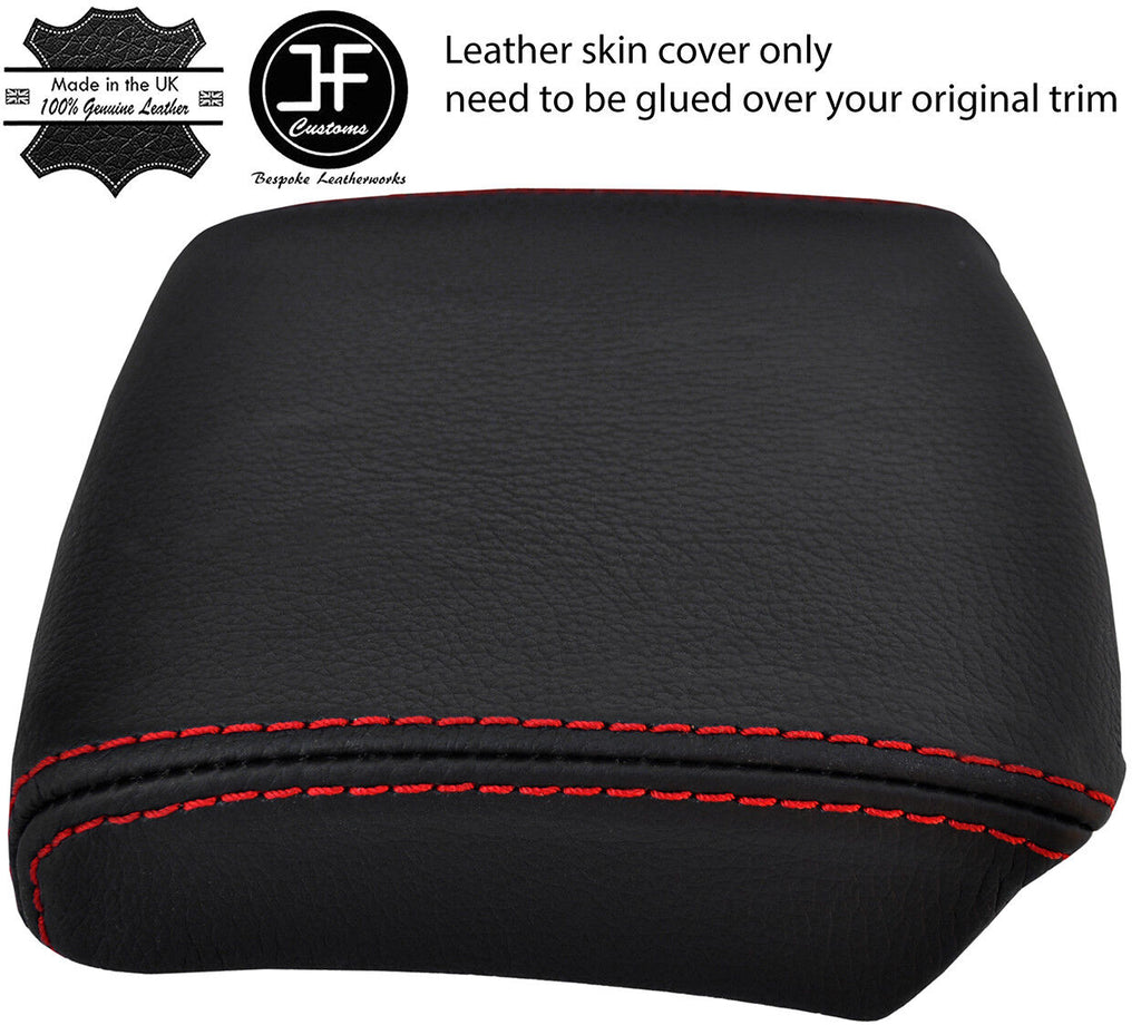 RED  STITCH TOP GRAIN LEATHER ARMREST LID COVER FITS DAEWOO NUBIRA 1998-2002