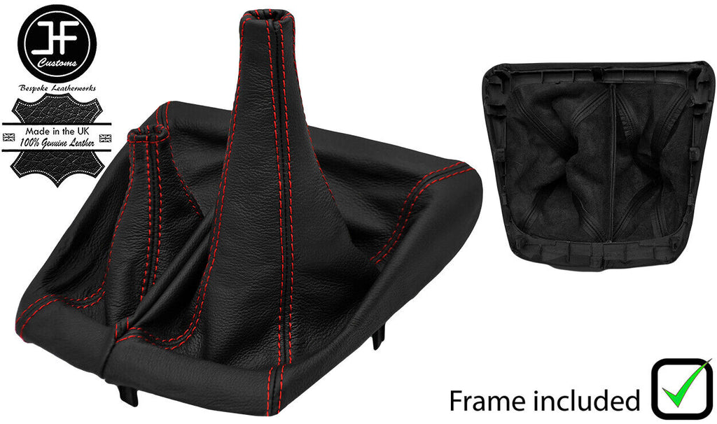 RED STITCH LEATHER MANUAL 4X4 GEAR&HI LOW GAITER+FRAME FOR TOYOTA HILUX 06-15