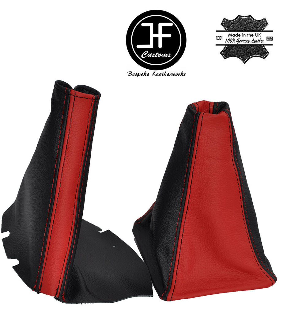 BLACK & RED LEATHER GEAR & HANDBRAKE GAITERS FITS TOYOTA JZX100 CHASER 96-00