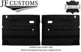 BLACK STITCH LUXE-LEATHER 2X FRONT DOOR CARD COVERS FOR DEFENDER 90 110 STYLE 3