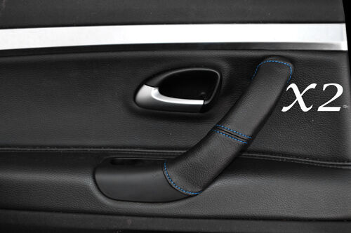 BLUE STITCHING FITS SAAB 9-3 2004-2011 2X LEATHER REAR DOOR HANDLE COVERS ONLY