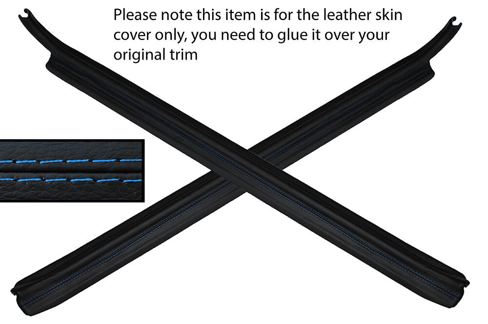 BLUE STITCH 2X DOOR SILL TRIM LEATHER SKIN COVERS FITS MAZDA RX7 FB1 1979-1985