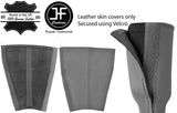 GRAY LEATHER 2X SEAT BELT STALK TALL COVERS FITS PORSCHE BOXSTER 987 05-12