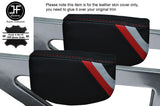 RED STITCH SPORT STRIPE 2X CENTER KNEE PADS  LEATHER COVERS FITS AUDI TT MK1
