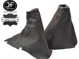 RED STITCH DARK GREY LEATHER FITS VOLVO S60 2000-2007 GEAR HANDBRAKE GAITER
