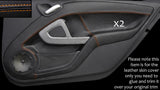 ORANGE STITCH 2X DOOR CARDS LEATHER SKIN COVERS FITS SMART FORTWO 451 2007-2014