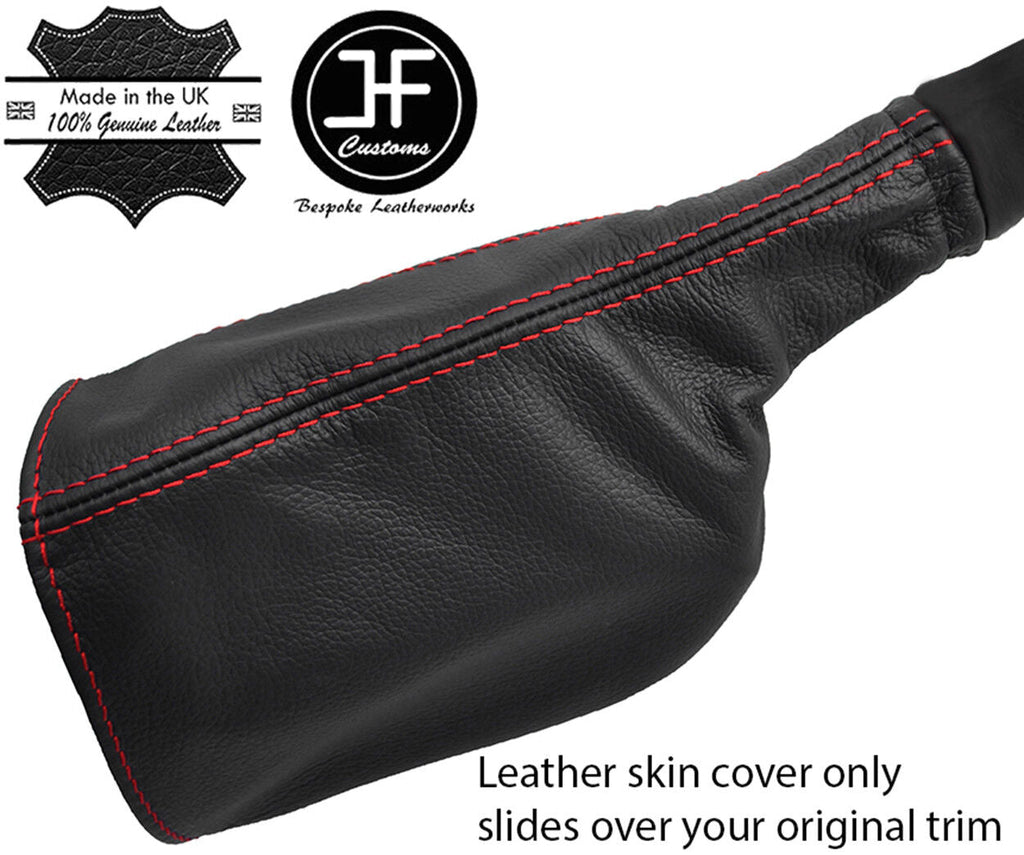 RED STITCH REAL LEATHER HANDBRAKE GAITER COVER FITS DEFENDER 90 110 STYLE 2