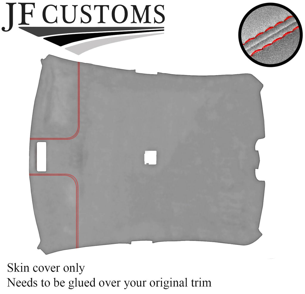 RED STITCH ROOF LINING HEADLINING LIGHT GREY LUXE COVER FOR BMW 3 E46 SALOON