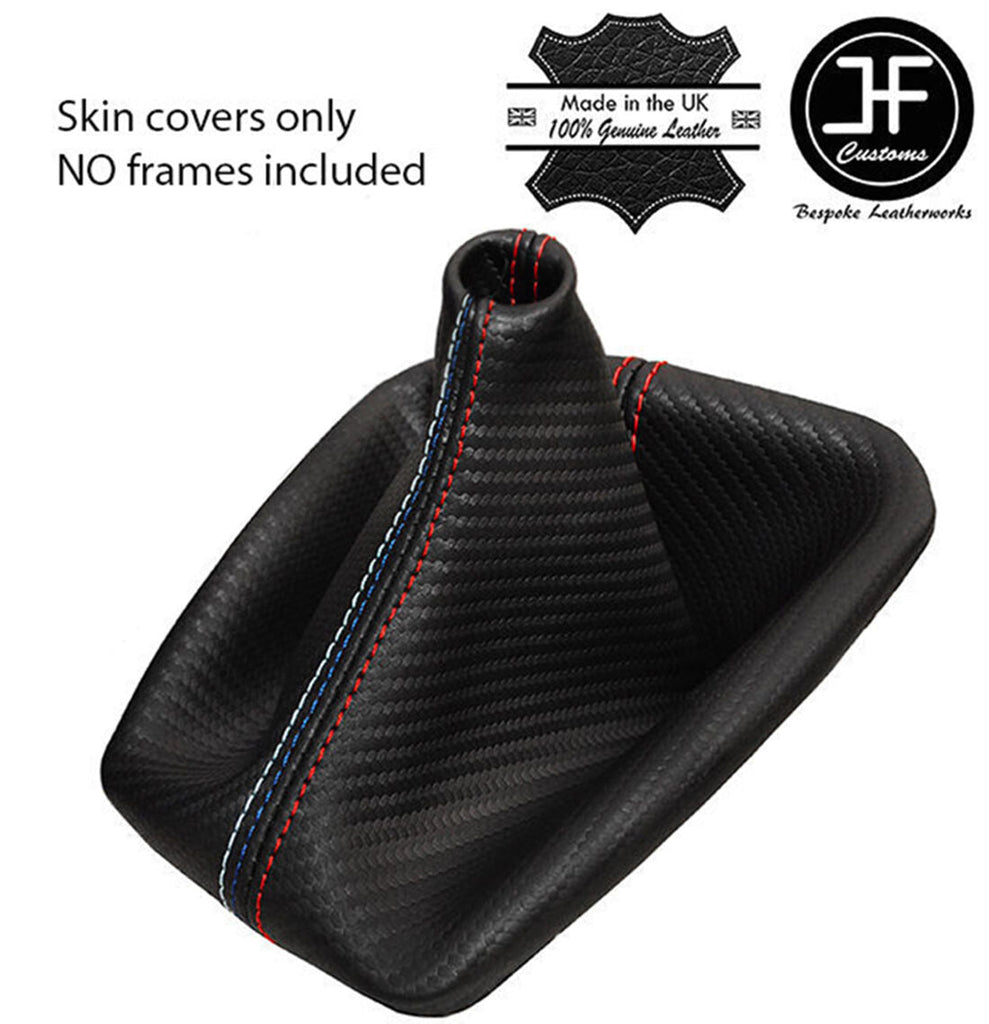RED & TRI STITCHING CARBON VINYL GEAR GAITER FITS BMW 3 SERIES E30 82-91