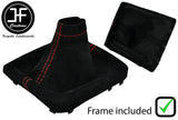 RED STITCH SUEDE GEAR GAITER + PLASTIC FRAME FOR SUBARU IMPREZA WRX 2015-2019